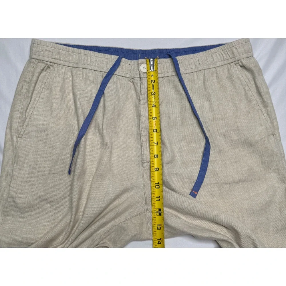 Tommy Bahama Mens XL x 32 Linen Blend Drawstring Pants Beige Sand Beach Vacation
